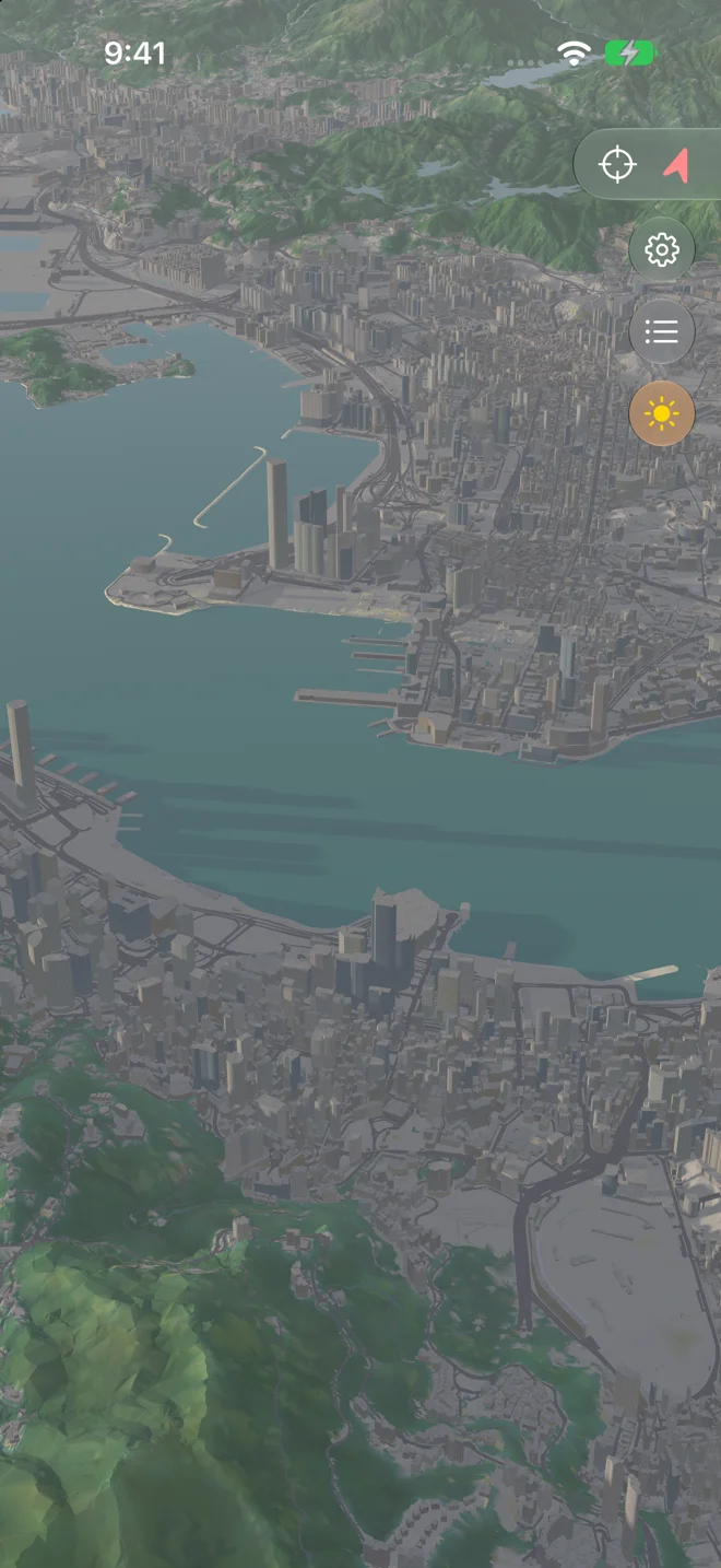 Hong Kong harbour and buildings in Peakline