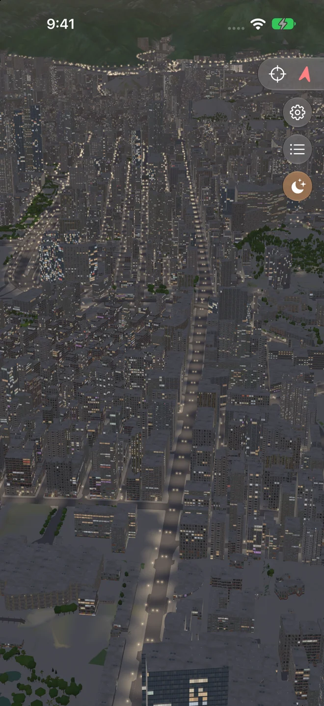 Night windows and streets in Peakline